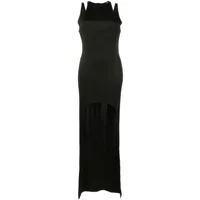 balmain robe longue superposée à design sans manches - noir