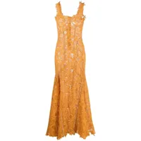 marni robe longue à découpes au laser - orange
