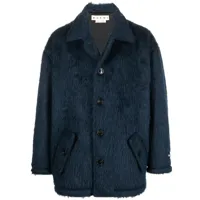 marni manteau boutonné en fourrure artificielle - bleu