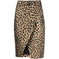genny jupe asymétrique à imprimé léopard - jaune