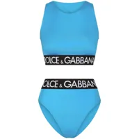 dolce & gabbana bikini à bandes logo - bleu