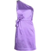 p.a.r.o.s.h. robe courte en satin à design asymétrique à une épaule - violet
