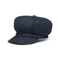 prada casquette en jean à plaque logo - bleu
