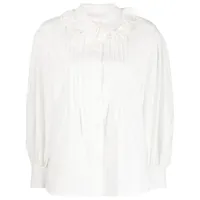 see by chloé chemise boutonnée à bordure de dentelle - blanc