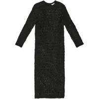 balenciaga robe mi-longue en laine à effet métallisé - noir