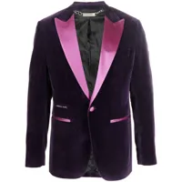 philipp plein blazer en velours à simple boutonnage - violet