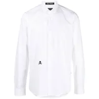 philipp plein chemise en coton à broderies tête de mort - blanc