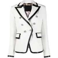philipp plein blazer bicolore en cuir - blanc