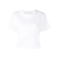 helmut lang t-shirt crop à logo embossé - blanc