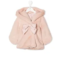 lapin house manteau en fourrure artificielle à détails de nœuds - rose