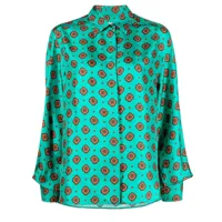 alberto biani chemise en soie à imprimé géométrique - vert
