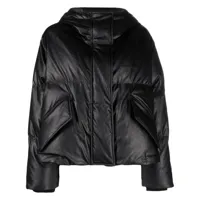 mm6 maison margiela veste matelassée en cuir artificiel - noir