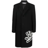 off-white manteau à logo en intarsia - noir