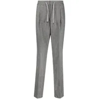 brunello cucinelli pantalon de costume à taille à lien de resserrage - gris