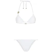 dolce & gabbana bikini dos-nu à plaque logo - blanc