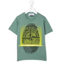 stone island junior t-shirt à logo imprimé - vert