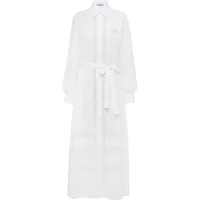 prada robe-chemise longue à empiècements en dentelle - blanc