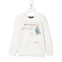 ralph lauren kids sweat polo bear à logo brodé - blanc