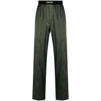 tom ford pantalon de pyjama en soie à taille à logo - vert