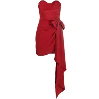 alessandra rich robe courte drapée à détail de nœud - rouge