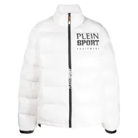 plein sport veste matelassée à logo imprimé - blanc