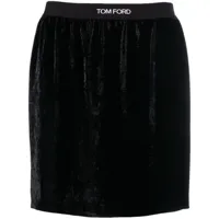 tom ford minijupe en velours à taille à logo - noir