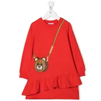 moschino kids robe-pull à imprimé teddy bear - rouge