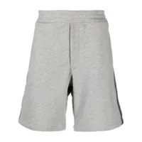 alexander mcqueen short de sport en coton à bande logo - gris