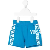versace kids short greca en coton à logo imprimé - bleu