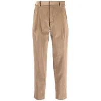 woolrich pantalon en velours côtelé à détails plissés - marron