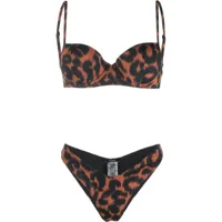 noire swimwear bikini à imprimé léopard