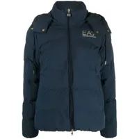 ea7 emporio armani veste zippée à capuche - bleu