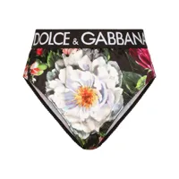 dolce & gabbana culotte fleurie à bande logo - noir