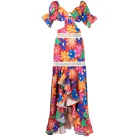 patbo robe longue aster à épaules dénudées - multicolore