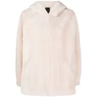 blancha veste zippée en peau lainée à capuche - tons neutres