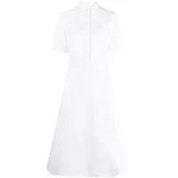 thom browne robe-chemise évasée à manches courtes - blanc