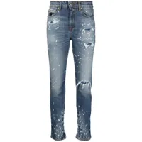 john richmond jean skinny à imprimé taches de peinture - bleu