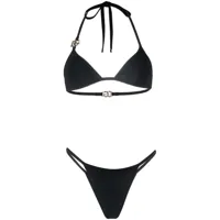 dolce & gabbana bikini dos-nu à plaque logo - noir