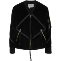 greg lauren veste en velours à design patchwork - noir
