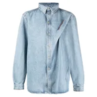 y/project chemise en jean oversize à logo brodé - bleu