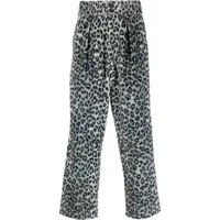 pierre-louis mascia pantalon droit à imprimé léopard - gris