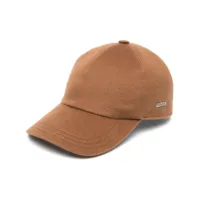zegna casquette en cachemire à plaque logo - marron