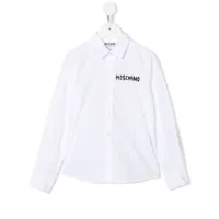 moschino kids chemise à logo imprimé - blanc
