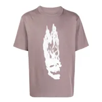 heron preston t-shirt à imprimé tête de mort enflamée - gris