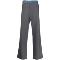 diesel pantalon droit à taille contrastante - gris