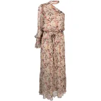 polo ralph lauren robe longue asymétrique à fleurs - tons neutres