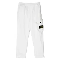stone island junior pantalon droit à détails en velours côtelé - blanc