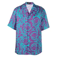 versace chemise en soie à fleurs - violet