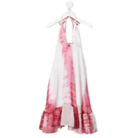 little bambah robe longue à imprimé tie dye - blanc