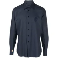 billionaire chemise boutonnée à logo brodé - bleu